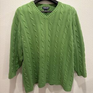 Lands' End V-Neck Men's Sweater in Vibrant Green Size 3X Excellent Condition